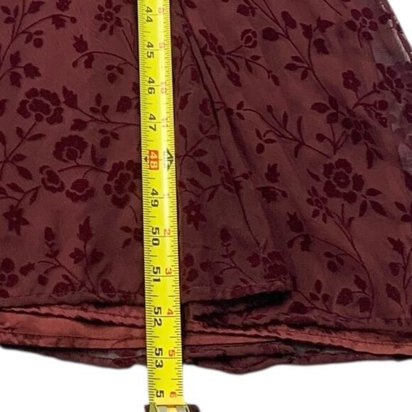 VTG CDC Evening Y2K Floral Emboss Velvet Maxi Dress 10 Burgundy Whimsigoth Vamp - Picture 10 of 13